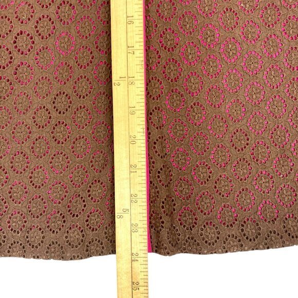 Peck & Peck Lace Layered Midi Skirt Womens 10 Pink Brown Eyelet Boho Coastal - Picture 10 of 12